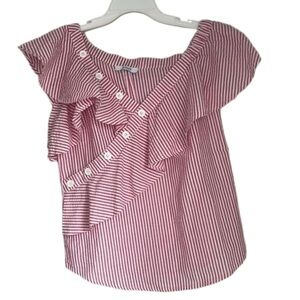 Tenax Ruffle Detail Off Shoulder Striped Top